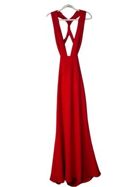 NBD Red maxi dress with open back and slit, Size: XS